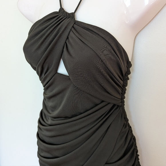 Zara cut-out draped mini dress green xs - Picture 7 of 16